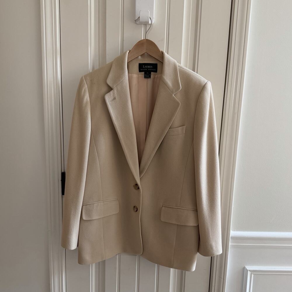 Lauren Ralph Lauren Wool Buttoned Blazer Women’s Size 16 Beige